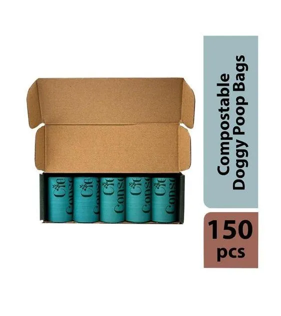 Clean Conscience Compostable Doggy Poop Bags (150 Bags, 10 Refill Rolls)