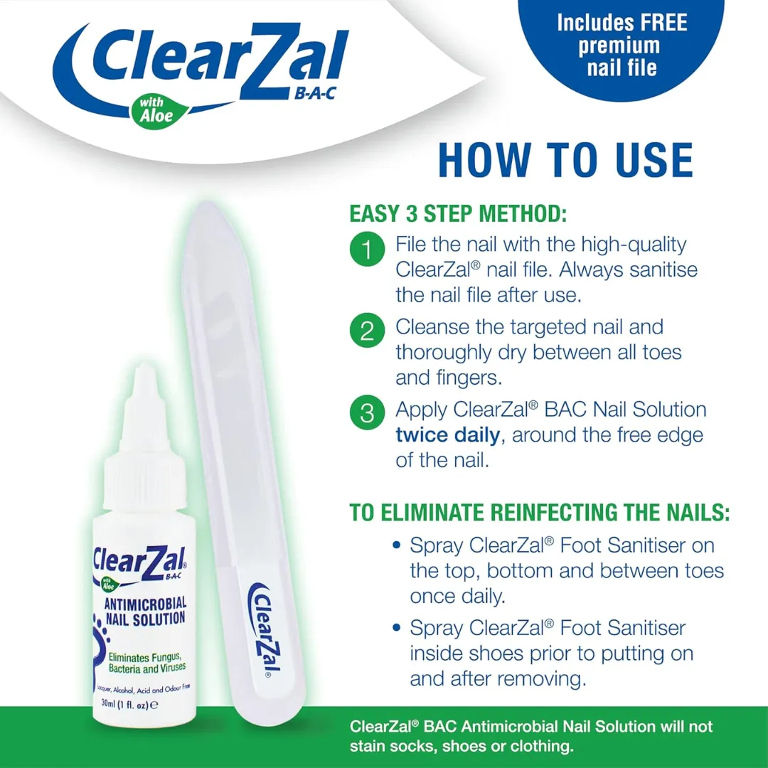 ClearZal Fungal Nail Treatment | Antimicrobial Nail Solution 30ml (T)