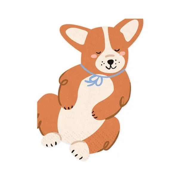 Corgi Shape Dog Party Napkins x 12