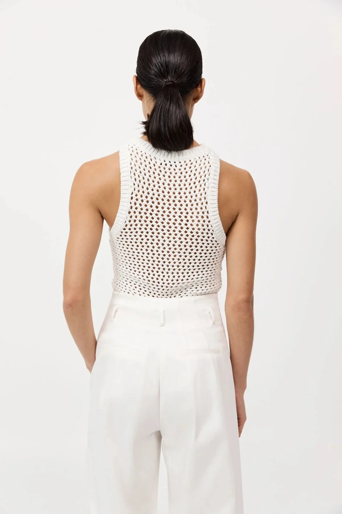 COTTON CROCHET TANK WHITE