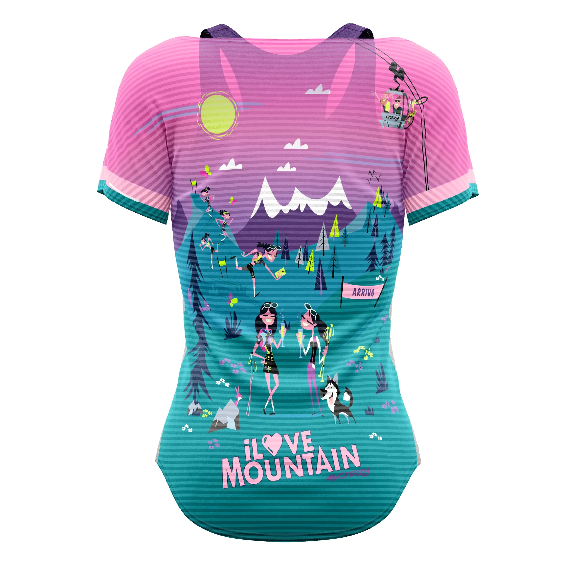 CRAZY T-SHIRT SLASH MAGLIETTA CON TOP IN MICROFIBRA INCORPORATO - SS24 - FANTASIA I LOVE MOUNTAIN