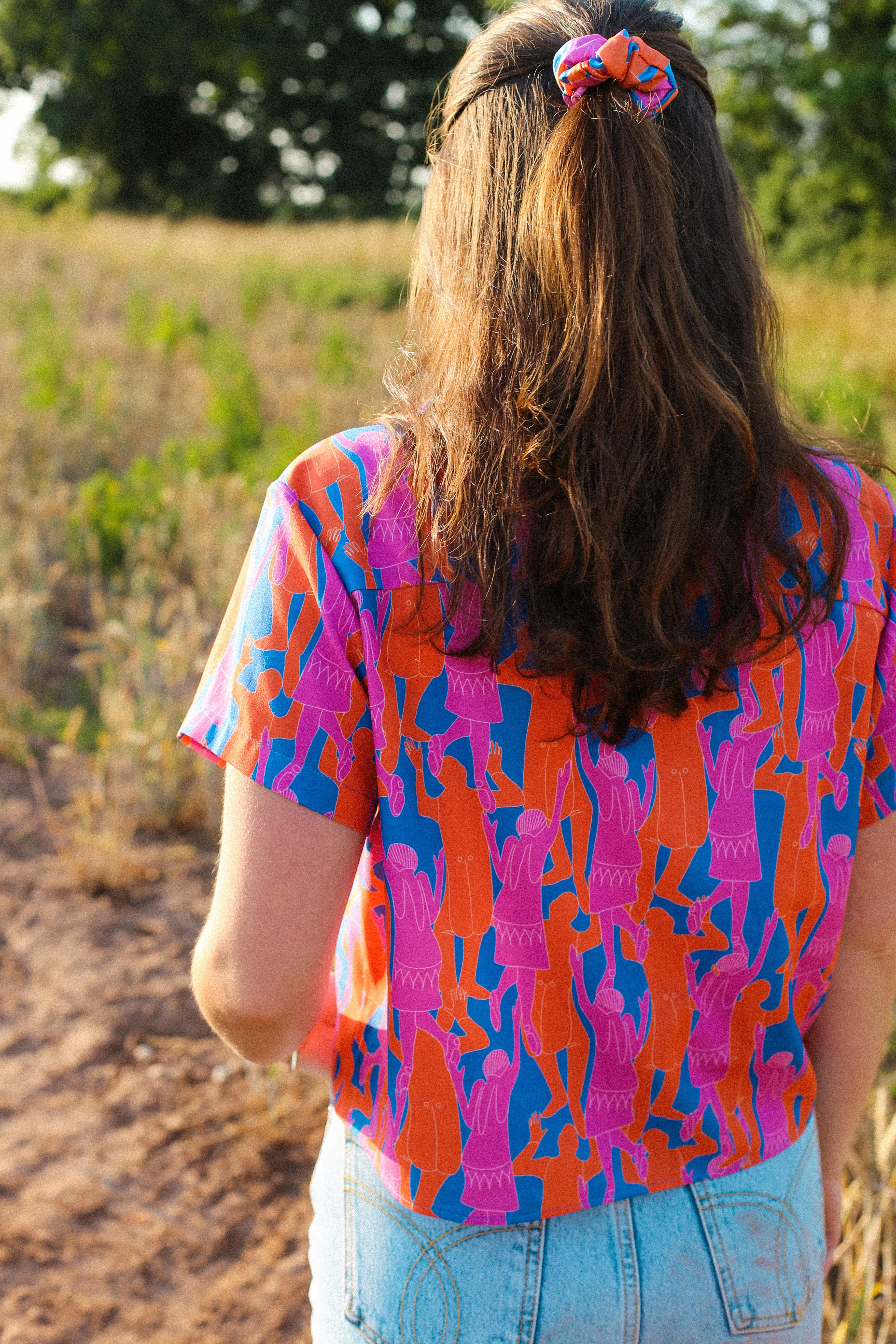 Cropped Cuban Collar Shirt in Yammy's Dancers Print