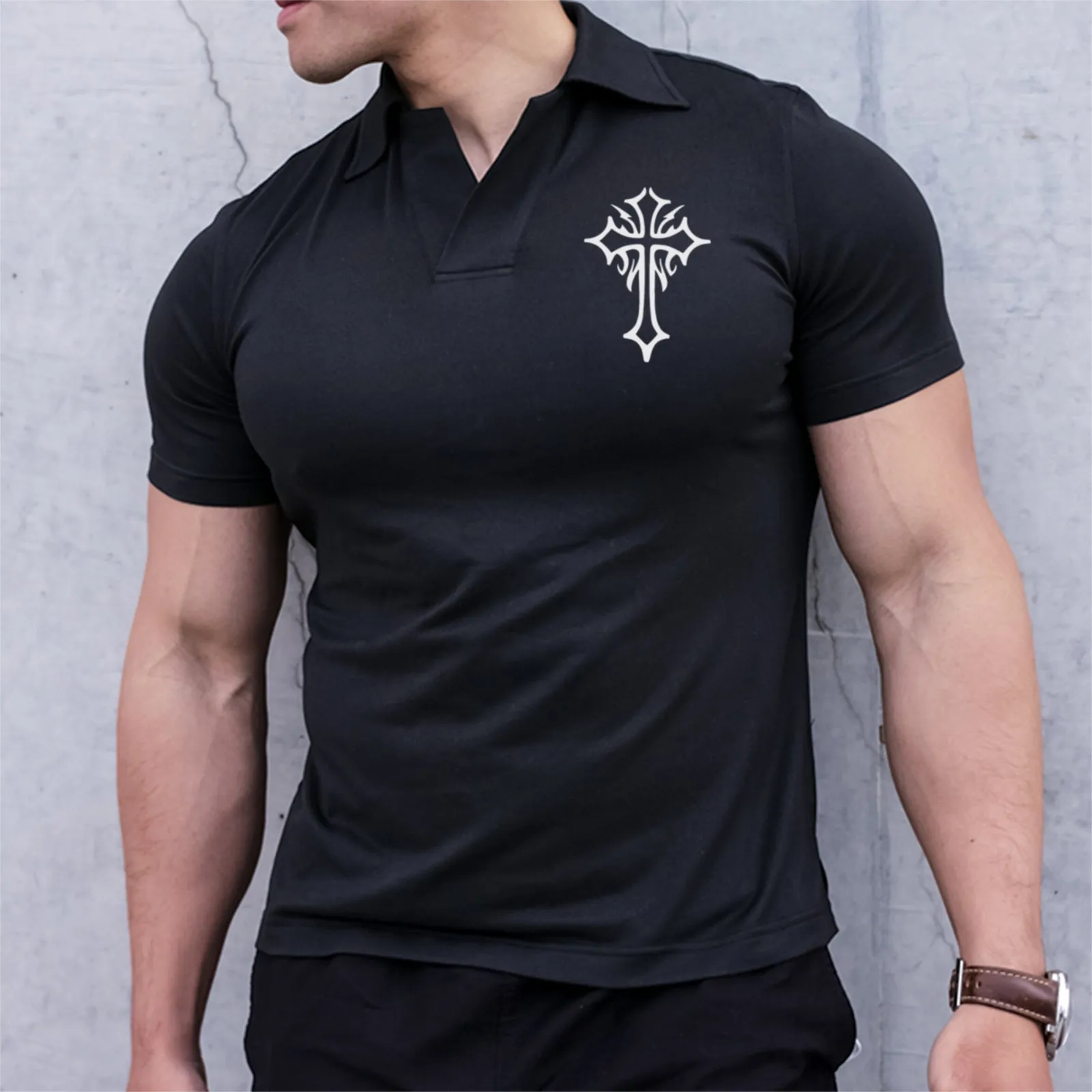 CROSS ACTIVE DRY-FIT MOISTURE WICKING  GRAPHIC POLO SHIRT