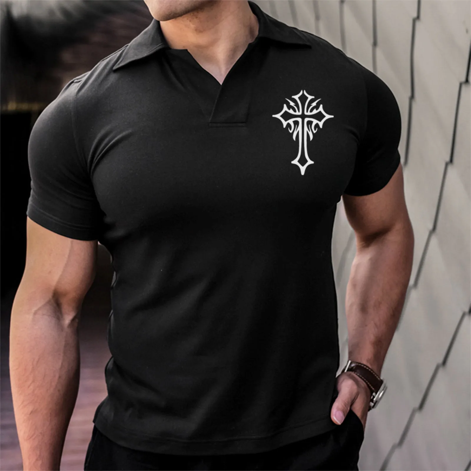 CROSS ACTIVE DRY-FIT MOISTURE WICKING  GRAPHIC POLO SHIRT