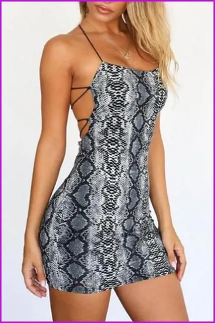 Cross Bandage Backless Bodycon Dress