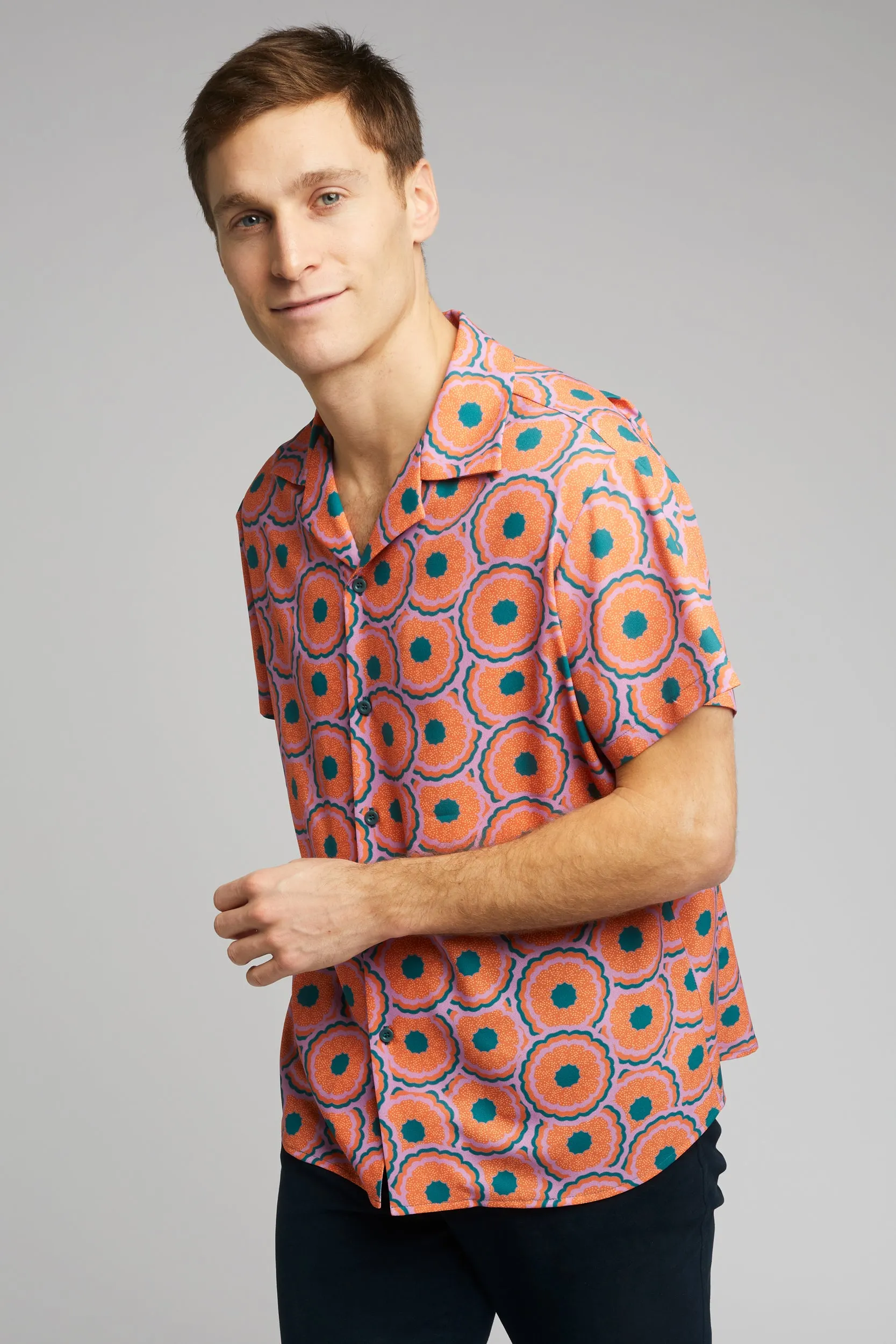 Cuban Collar Shirt in Zesty Print