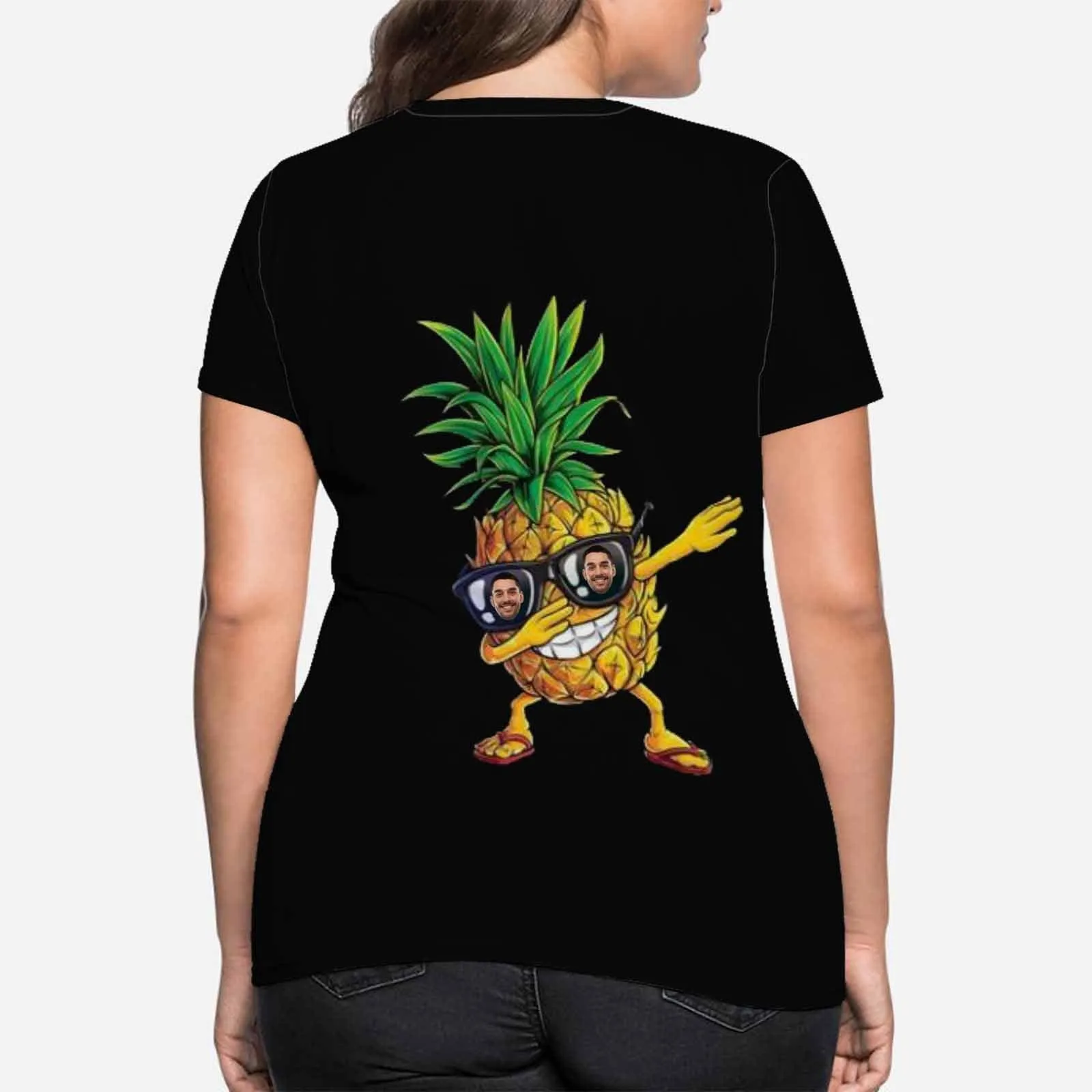 Custom Boyfriend Face Design Tee Pineapple Women's All Over Print T-shirt for Her