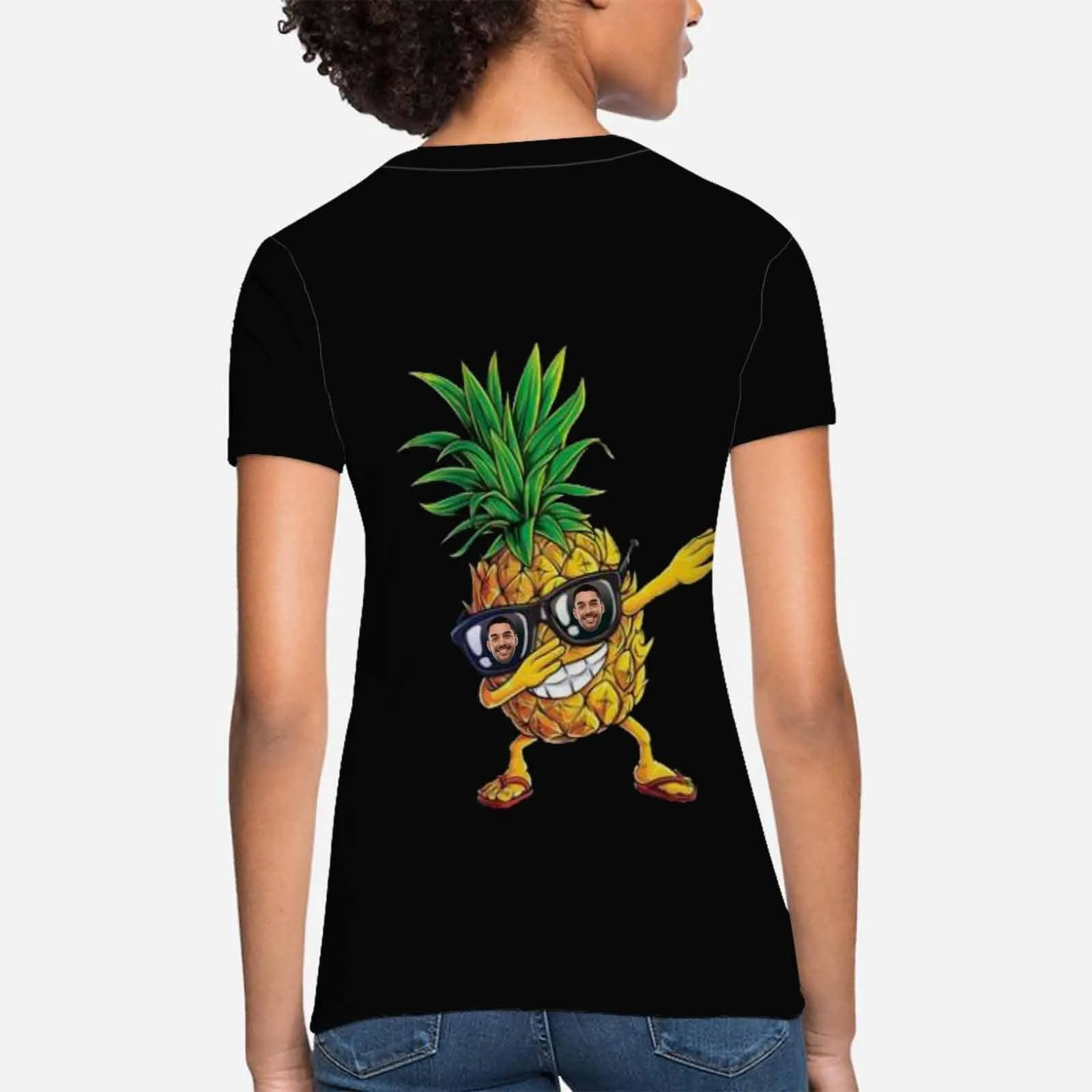 Custom Boyfriend Face Design Tee Pineapple Women's All Over Print T-shirt for Her