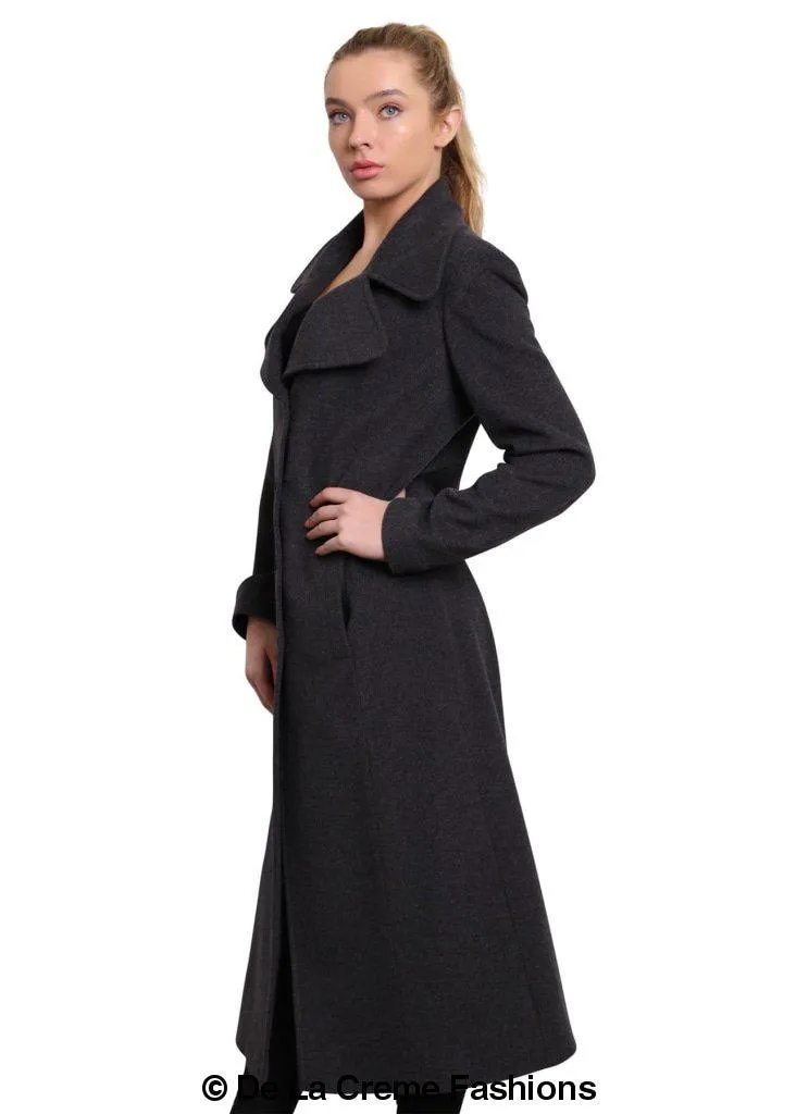 De La Creme - Womens Large Lapel Long Coat