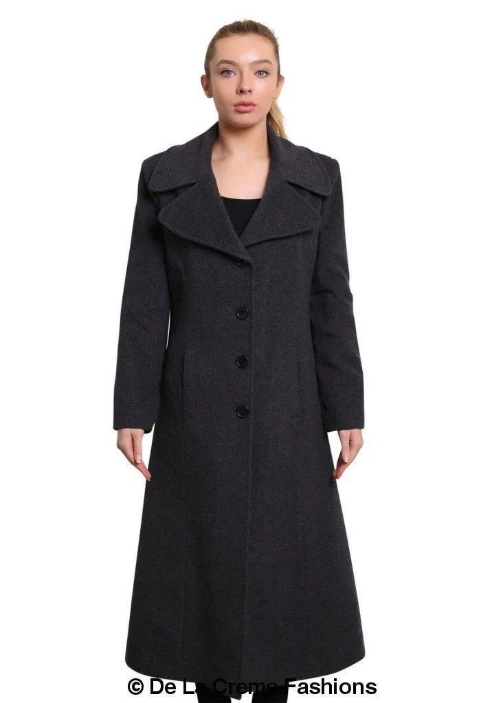 De La Creme - Womens Large Lapel Long Coat