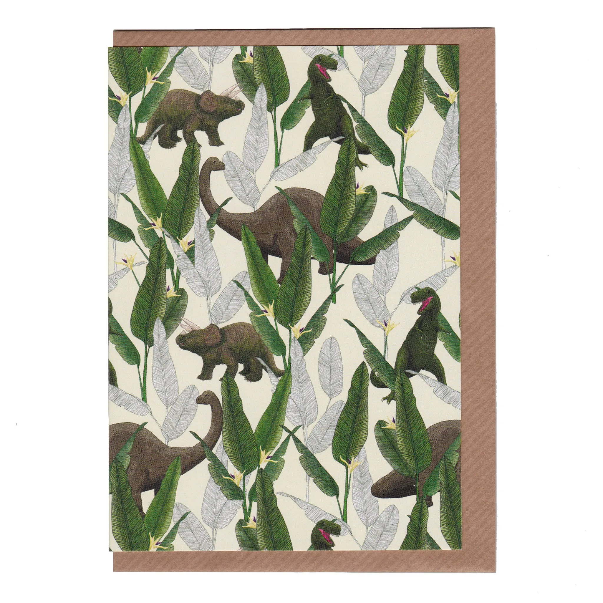 Dinosaur Jungle (Cream)  - Greetings Card