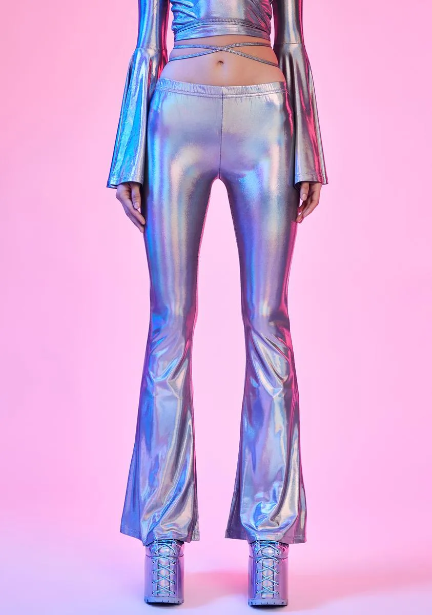 Disco Dreams Holographic Flare Pants