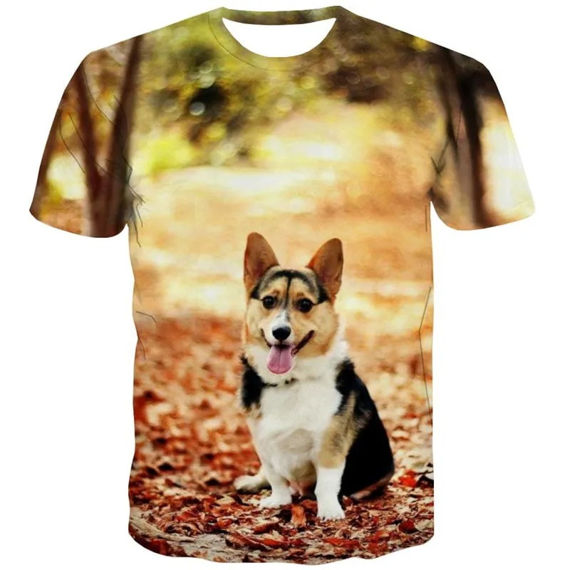 dog shirts Casual Puppy Cute animal men's Casual art costume big Smart dogs