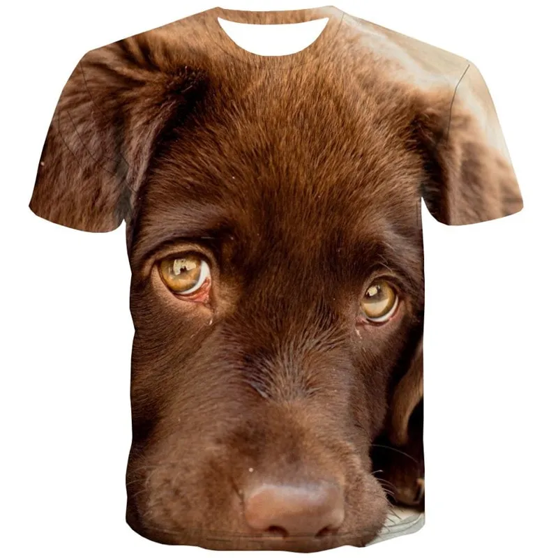 dog tshirt Puppy Cute animal tee shirt Casual men's art costume big Smart dogs