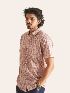 Dusty Pink Floral Handblock Printed Cotton Shirt