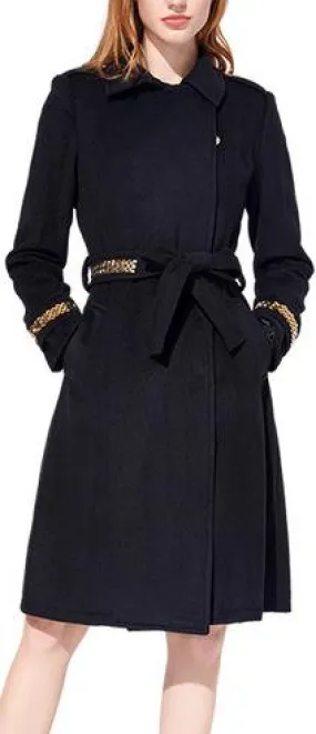 Embellished Wool-Blend Coat - Black or Camel