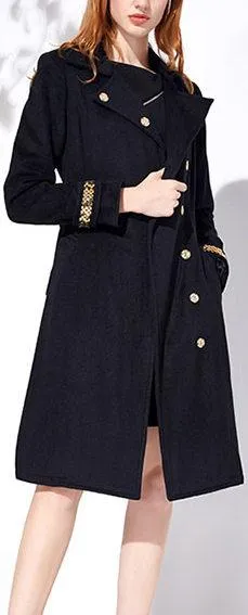 Embellished Wool-Blend Coat - Black or Camel