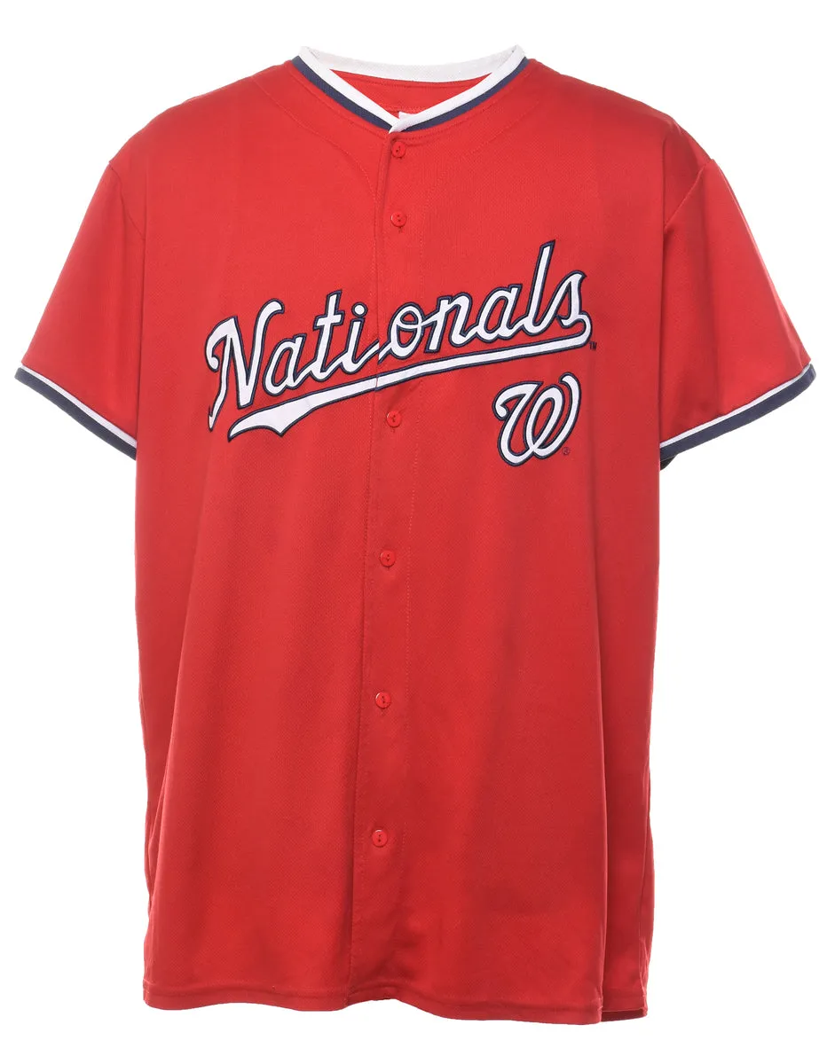 Embroidered Red & White #22 Nationals Jersey - L