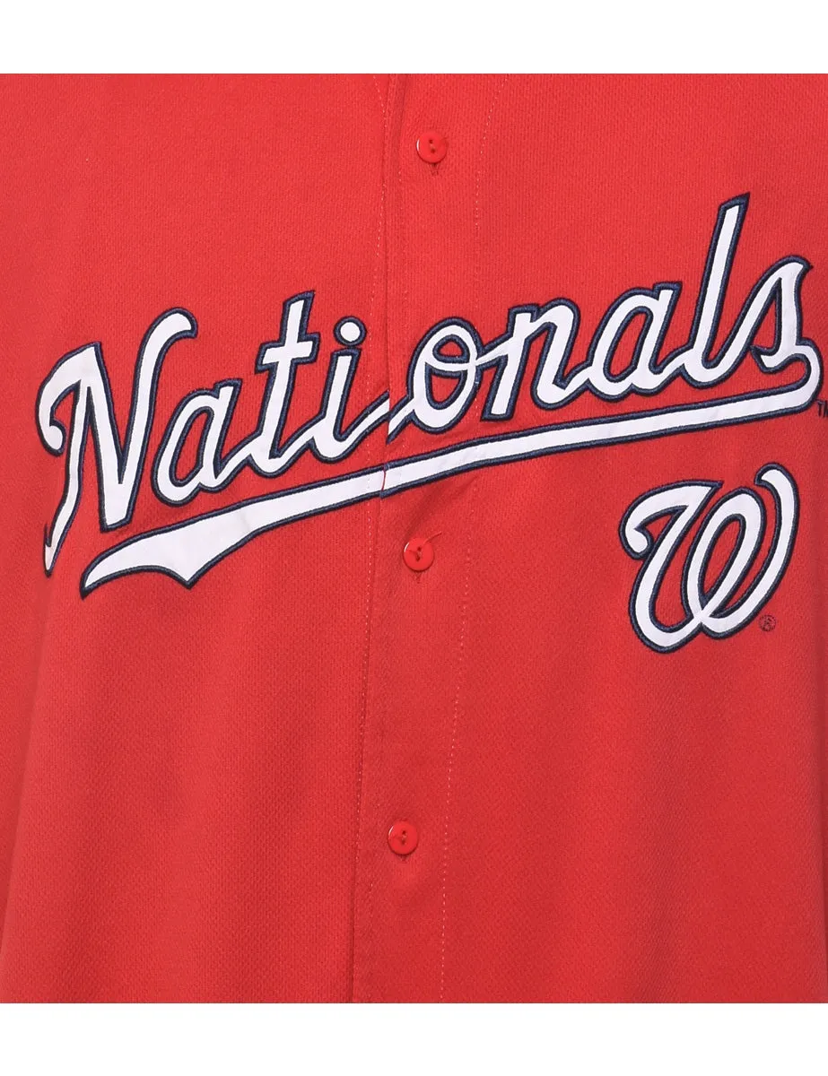 Embroidered Red & White #22 Nationals Jersey - L