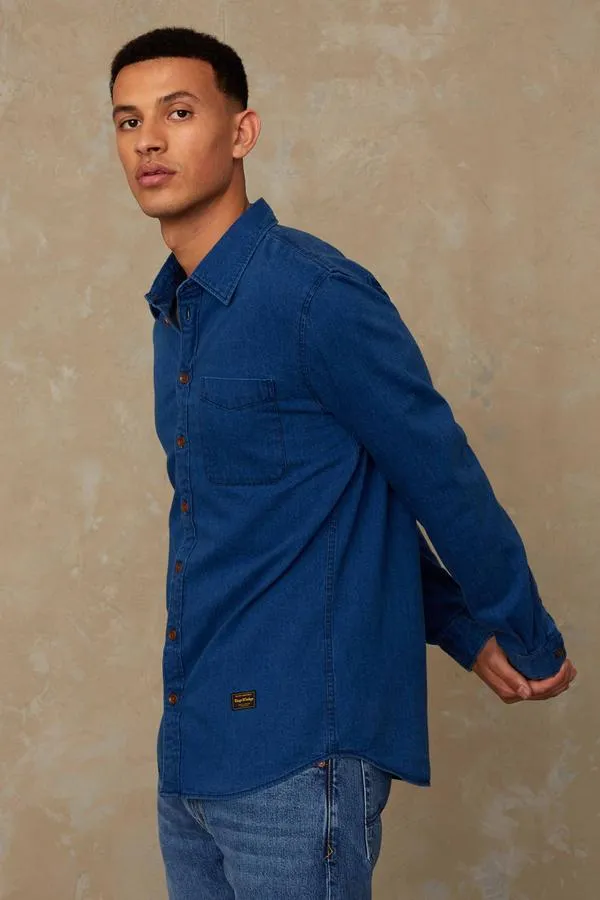 Enda Pocket Shirt in Mid Denim