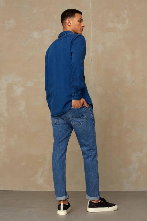 Enda Pocket Shirt in Mid Denim