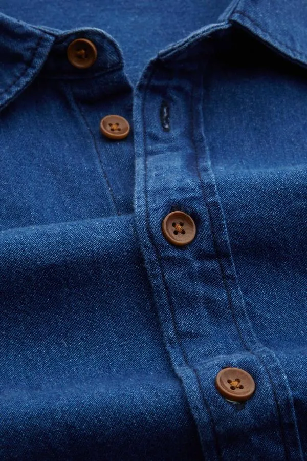 Enda Pocket Shirt in Mid Denim