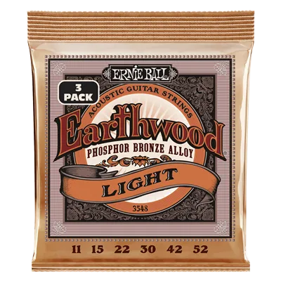 Ernie Ball Earthwood  Phosphor Bronze Light 11-52 (3 Set Pack)