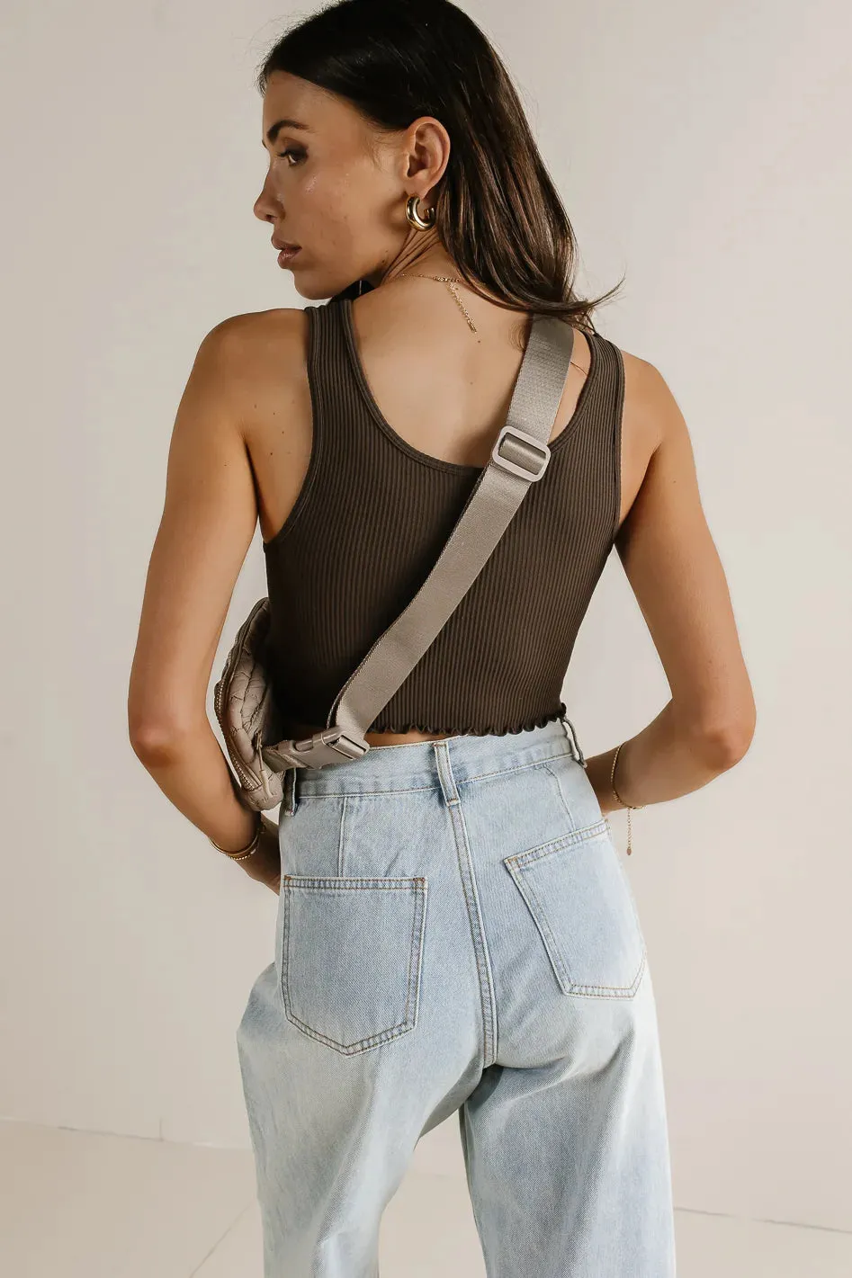 Everleigh Cropped Tank in Brown