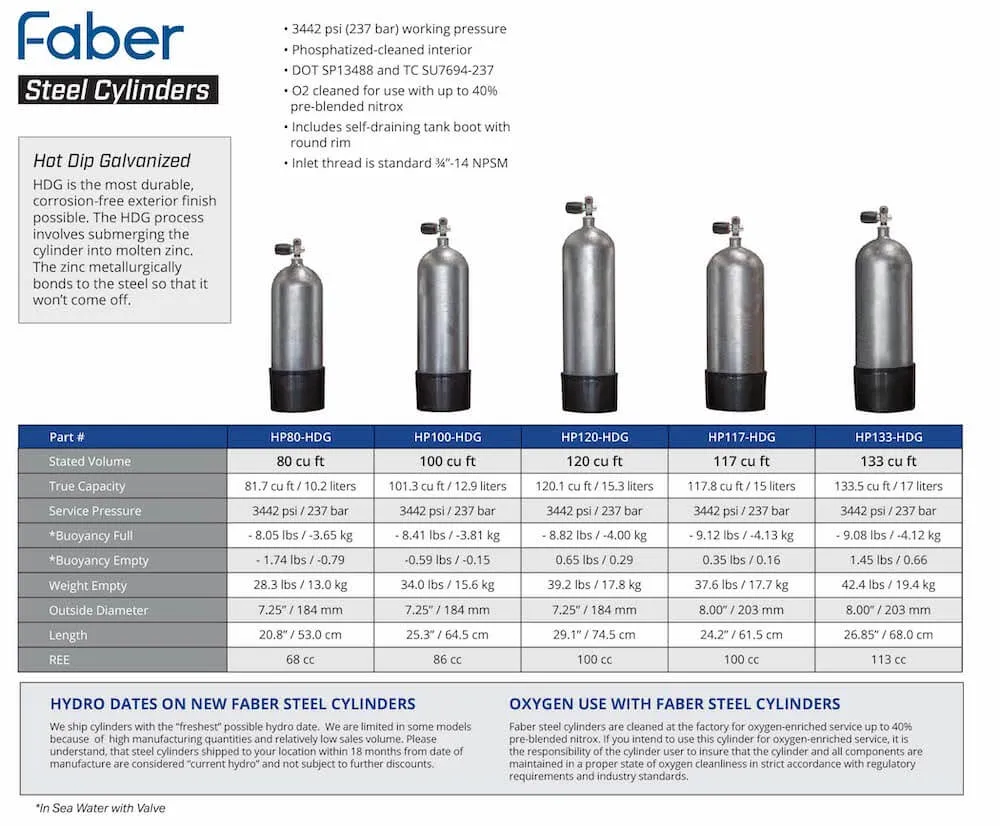 Faber High Pressure HP Steel Scuba Tank