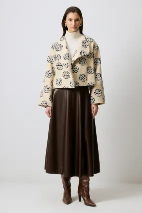 FLOWER EMBROIDERED SHORT COAT