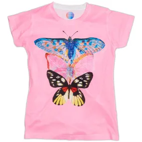 Girls Pink Butterfly Graphic T-shirt