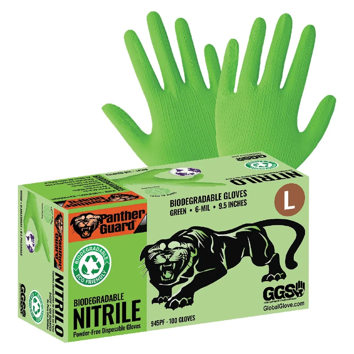 Global Glove High Visibility Green 6-mil Biodegradable Nitrile Gloves