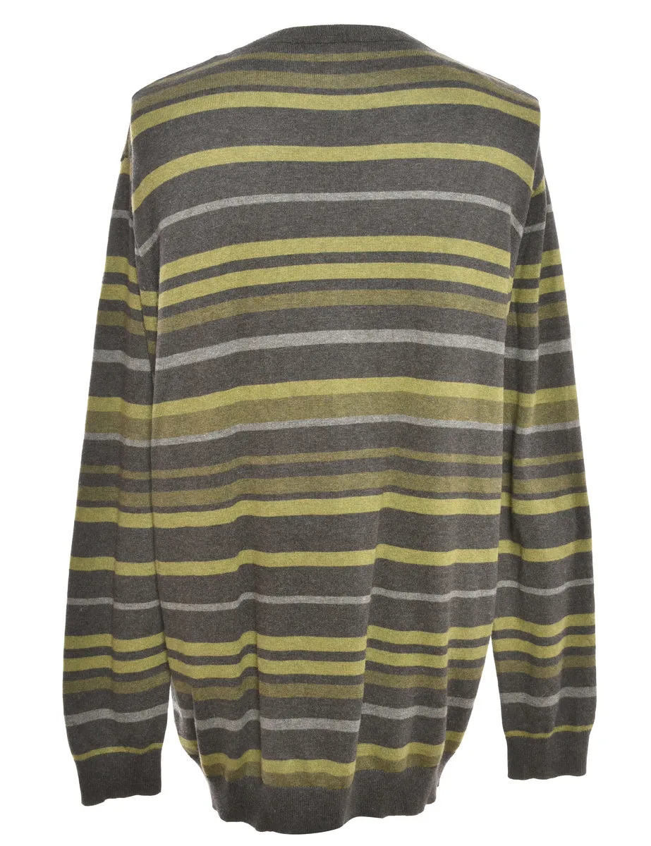 Green Liz Claiborne Striped Jumper - L