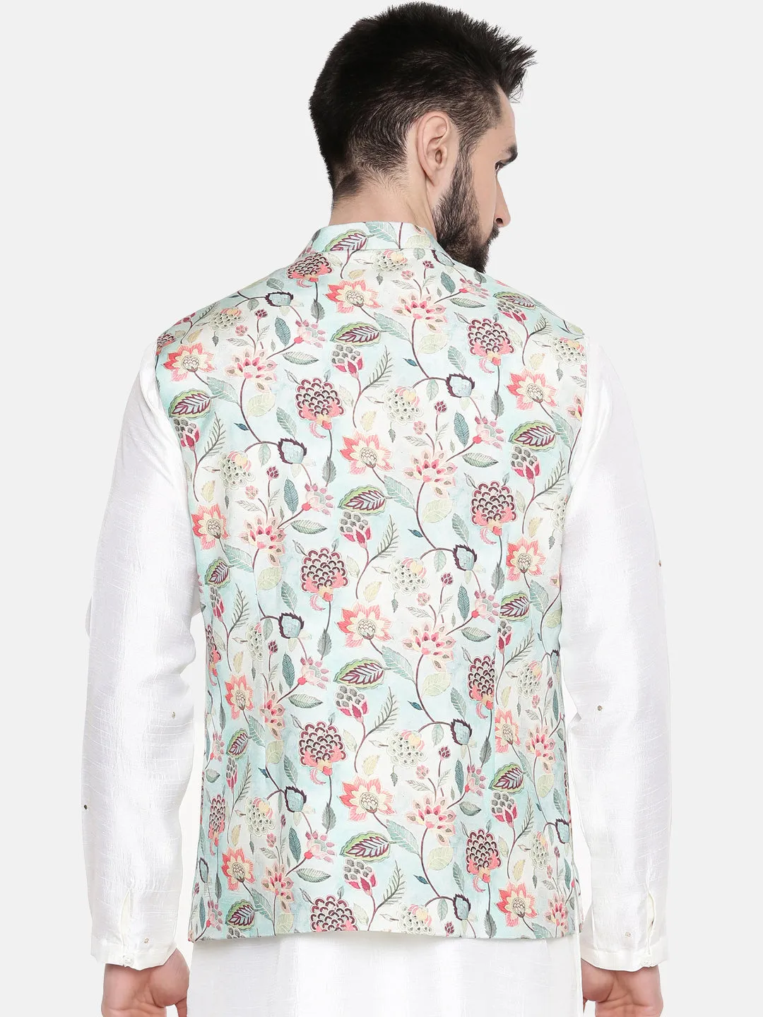 Green Silk Muslin Nehru Jacket for Weddings - MMWC0208