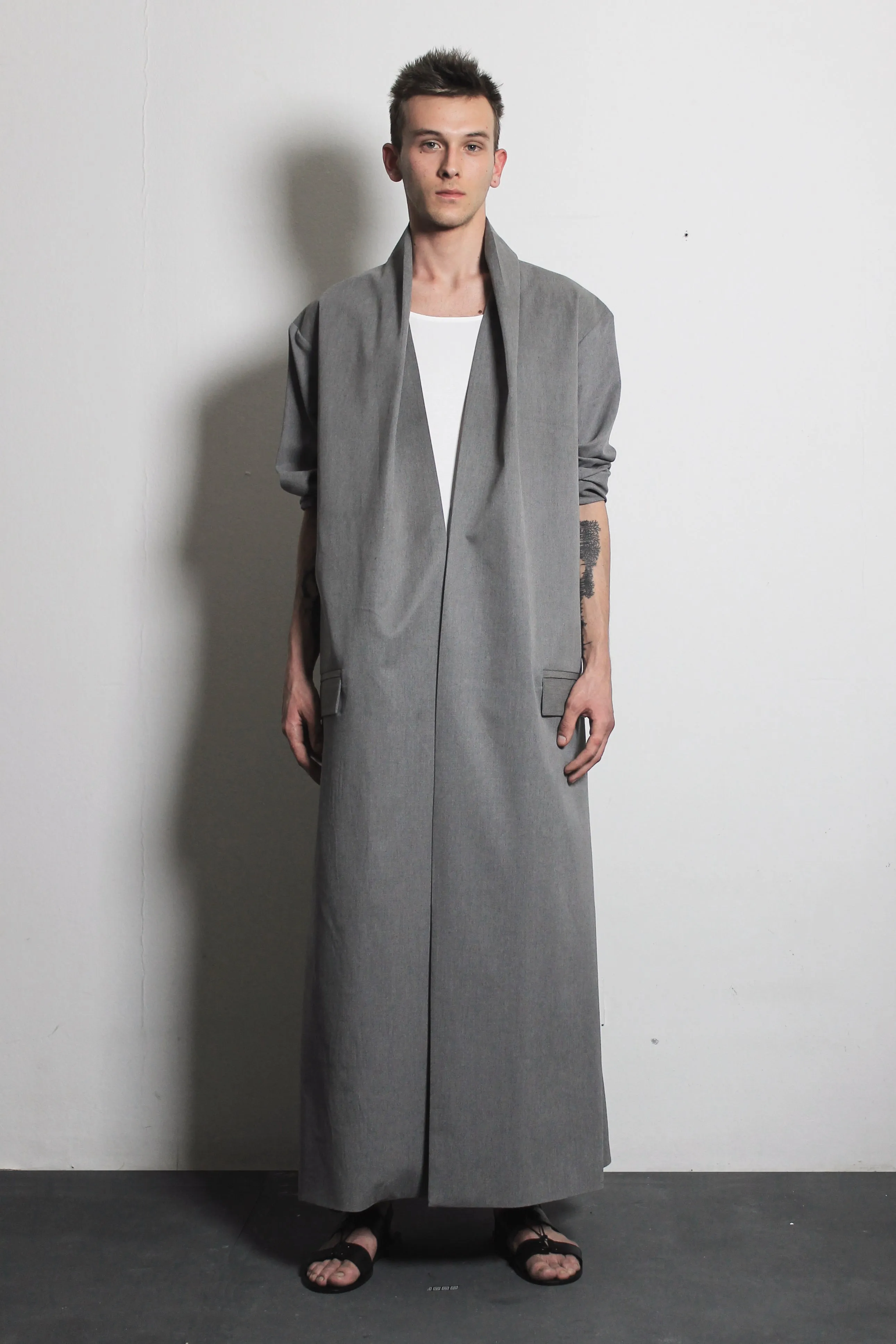 Grey Cotton Overcoat