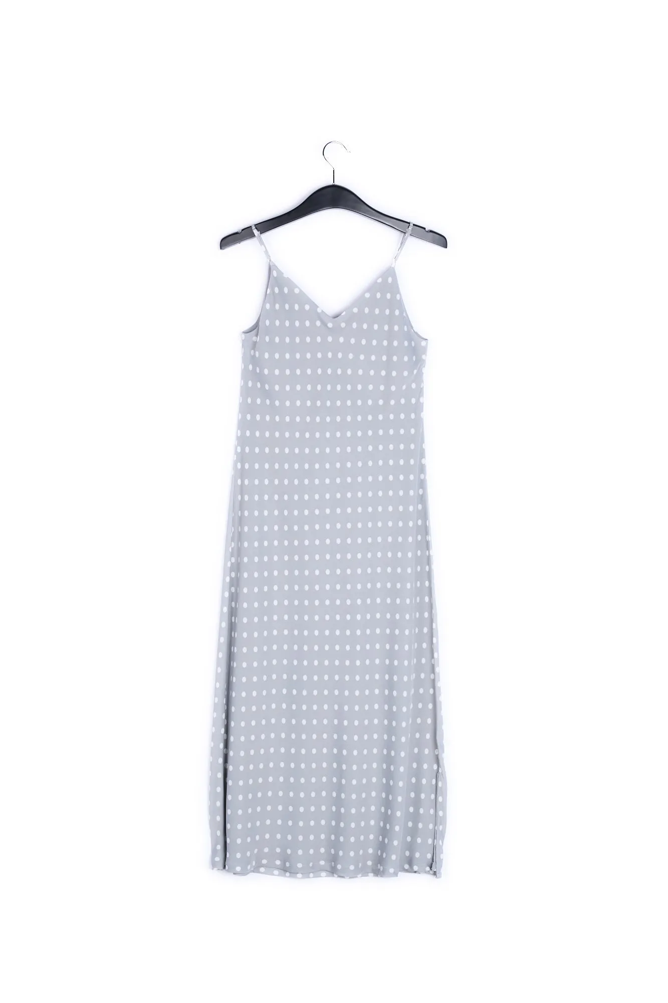 Grey polka dot slip dress