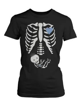 Halloween Pregnant Skeleton Prince Baby X-Ray T-shirt Maternity Themed