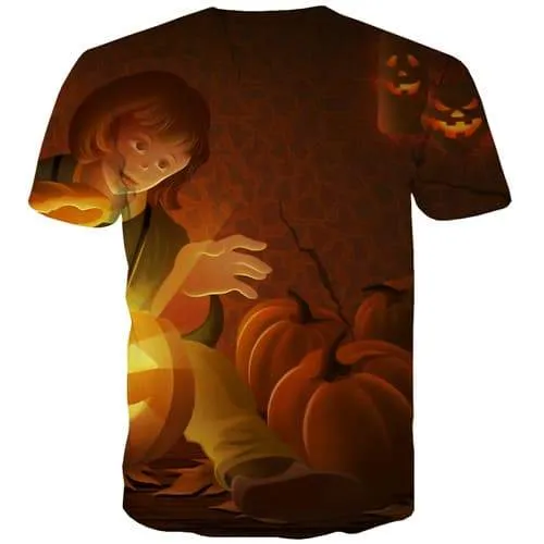 Halloween T shirts Men Cosplay Tshirts Casual Pumpkin Tshirt Anime Flame Tshirts Novelty Harajuku T shirts Funny Short Sleeve