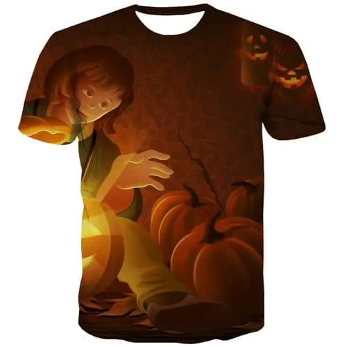 Halloween T shirts Men Cosplay Tshirts Casual Pumpkin Tshirt Anime Flame Tshirts Novelty Harajuku T shirts Funny Short Sleeve