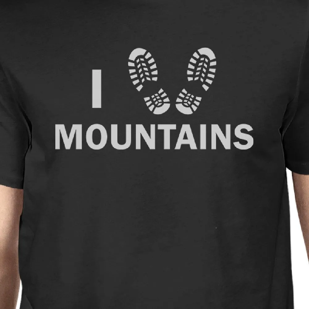 I Heart Mountains Mens Black Short Sleeve T-Shirt For Hiking Lovers