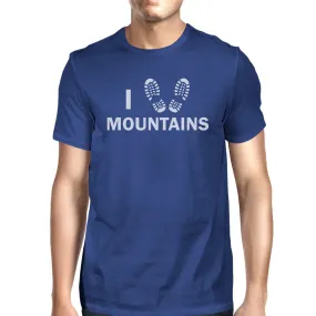 I Heart Mountains Men's Blue Short Sleeve Round Neck Cotton Tee