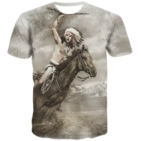 Indians T shirts Men Horse T-shirts 3d Animal T-shirts Graphic Sketch Tshirts Novelty Painting Shirt Print