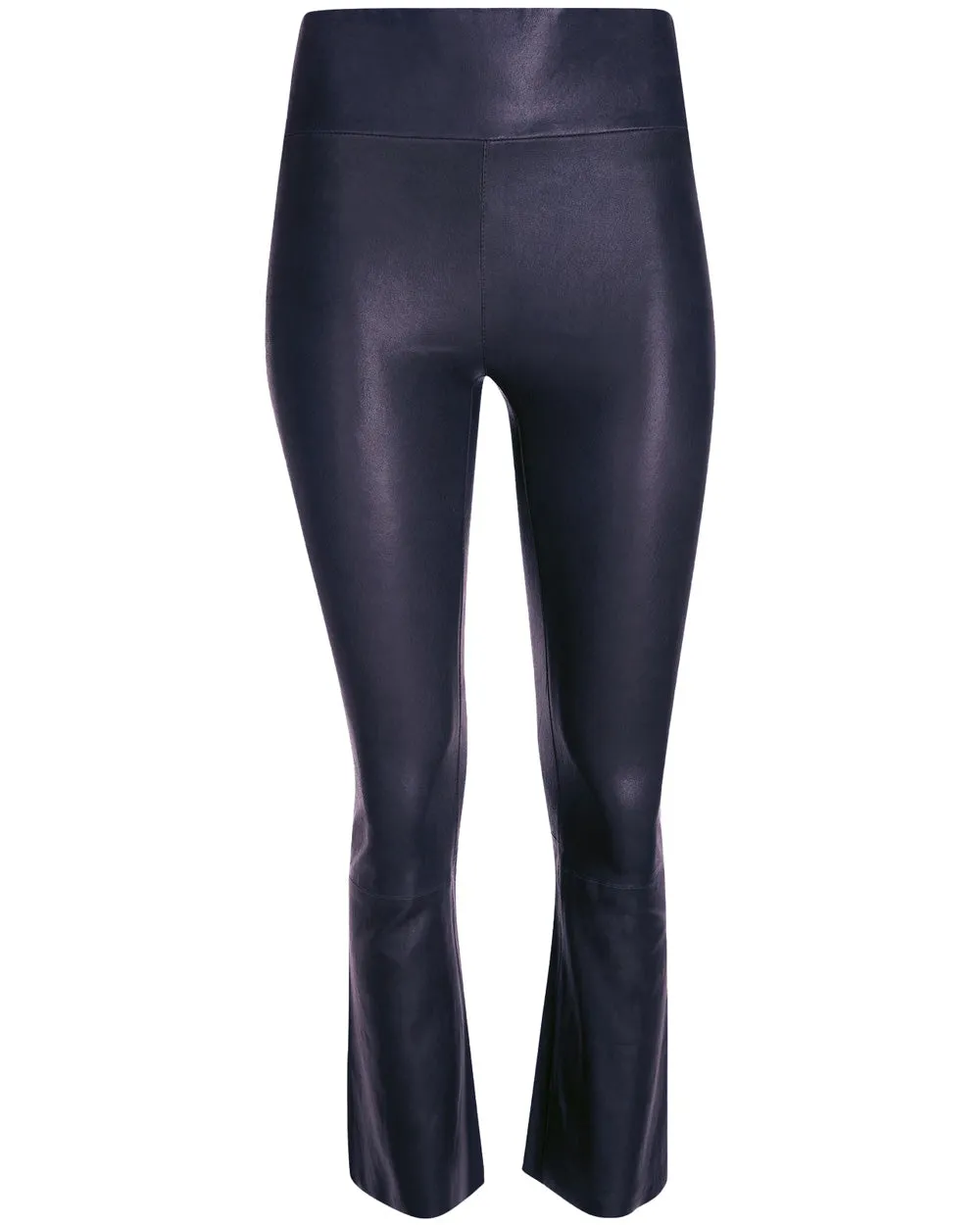 Indigo Leather Crop Flare Legging