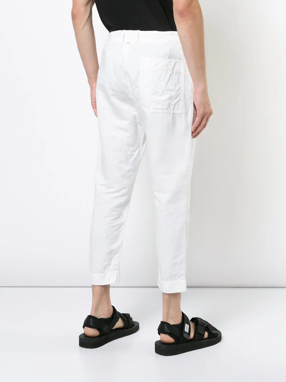 Ivory Linen Cropped Slim Pant