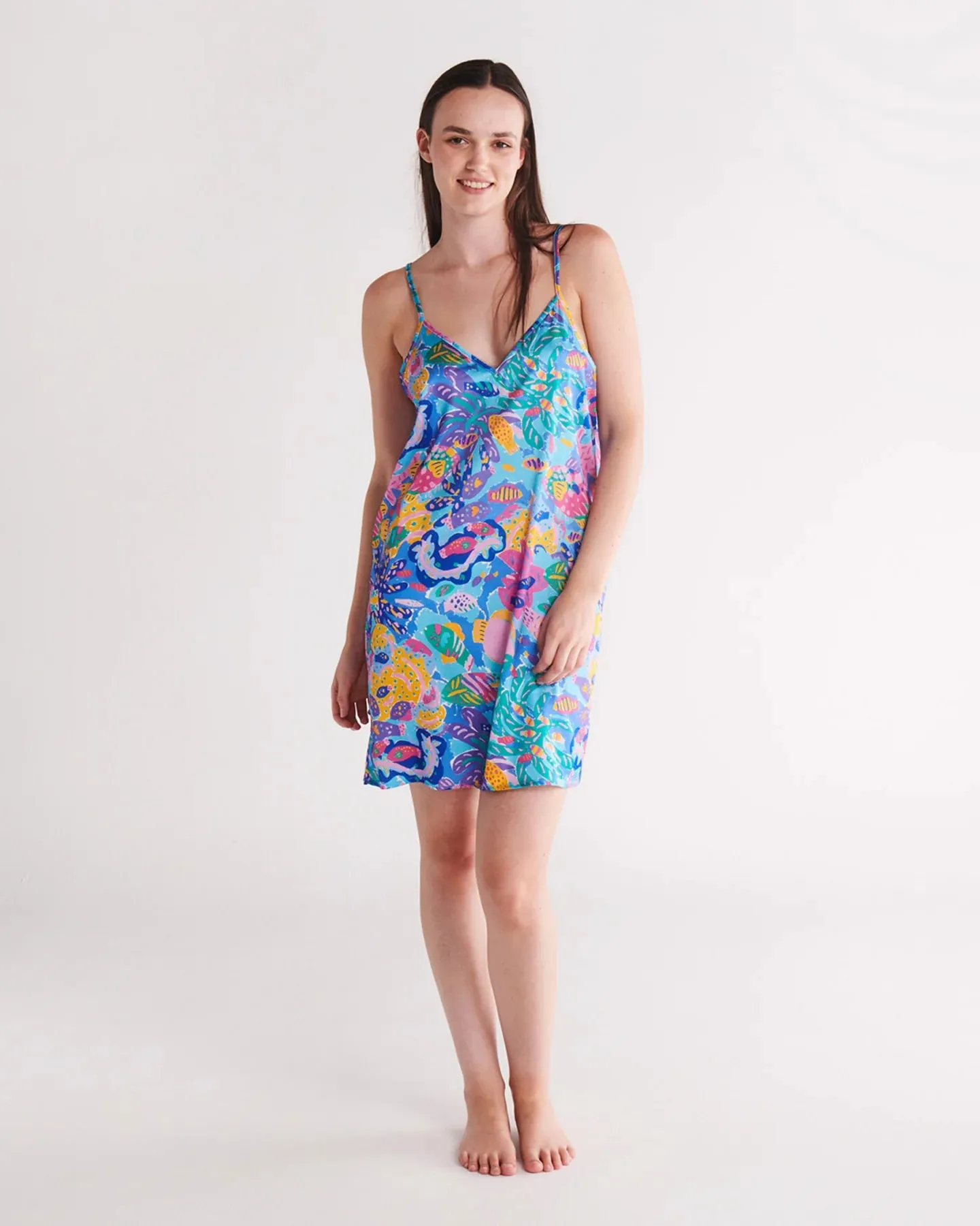 Kip & Co x Ken Done Reef Garden Satin Cami Nightie