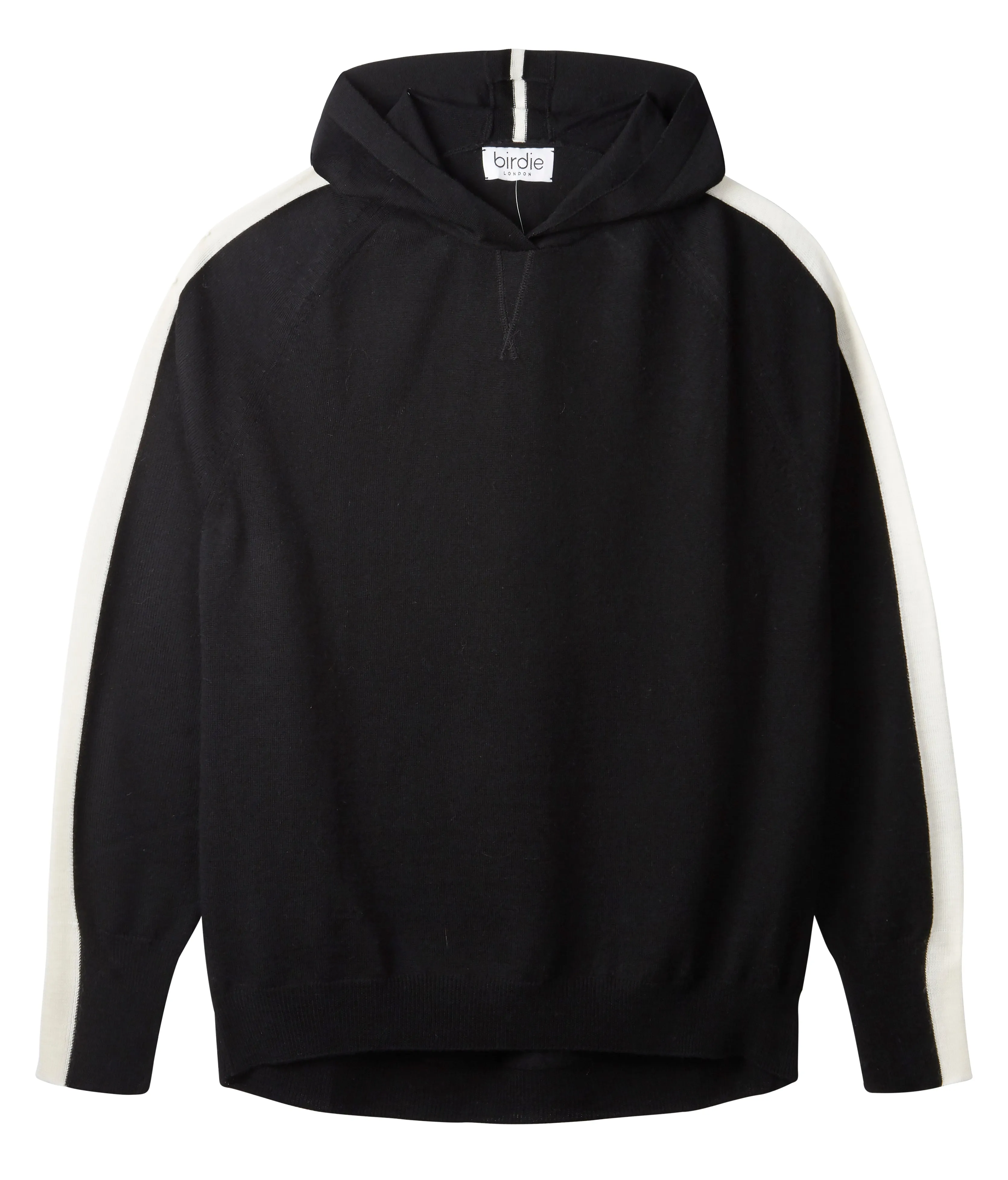 Ladies striped hoodie jumper in rich black & soft white