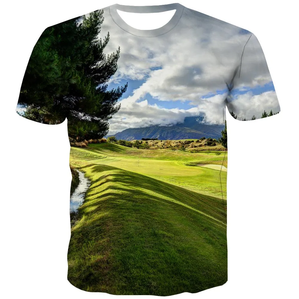 Lawn T-shirt Men Golf Tshirts Novelty Forest Tshirts Cool Natural Tshirt Anime Game T-shirts 3d