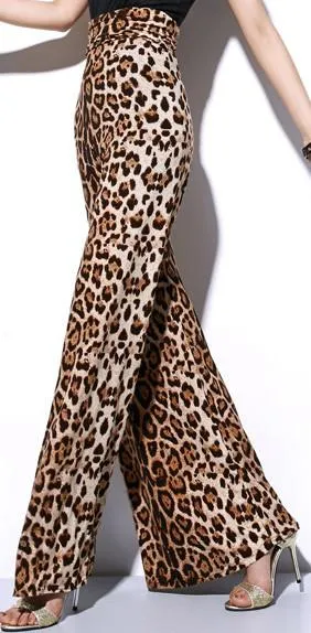 Leopard Print Flared Pants