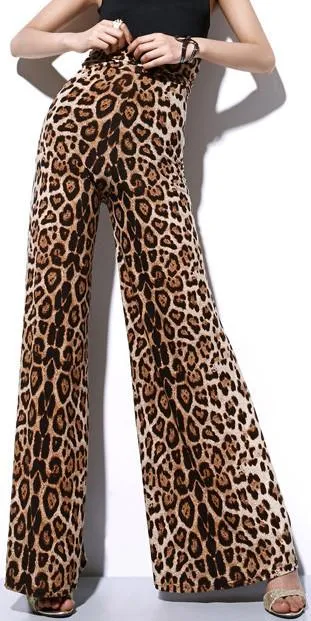 Leopard Print Flared Pants