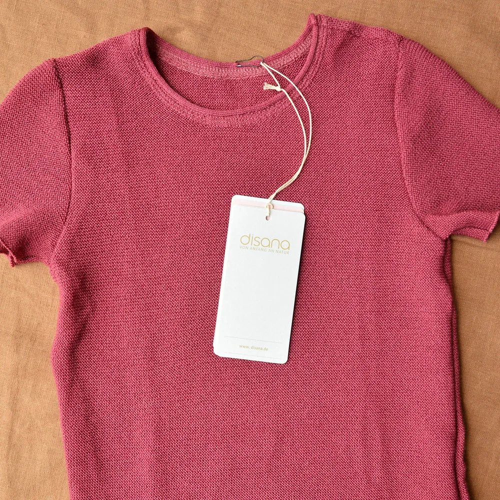 Light Merino Summer Knit T-Shirt - Dry Rose (7-8y) *PRE-LOVED/NEW